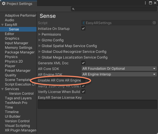 ARCore Configuration — EasyAR Sense Unity Plugin 4.6.0 documentation